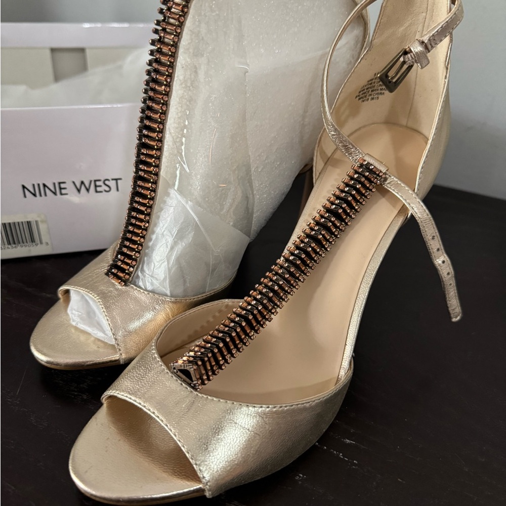 Nine West Gold Strappy Heels